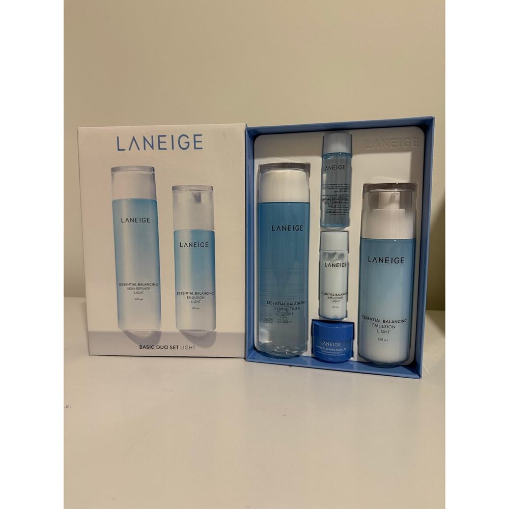 $68 New Laneige Essential Balancing Light Basic Duo Set 5pc K-Beauty Skincare - Picture 2 of 5
